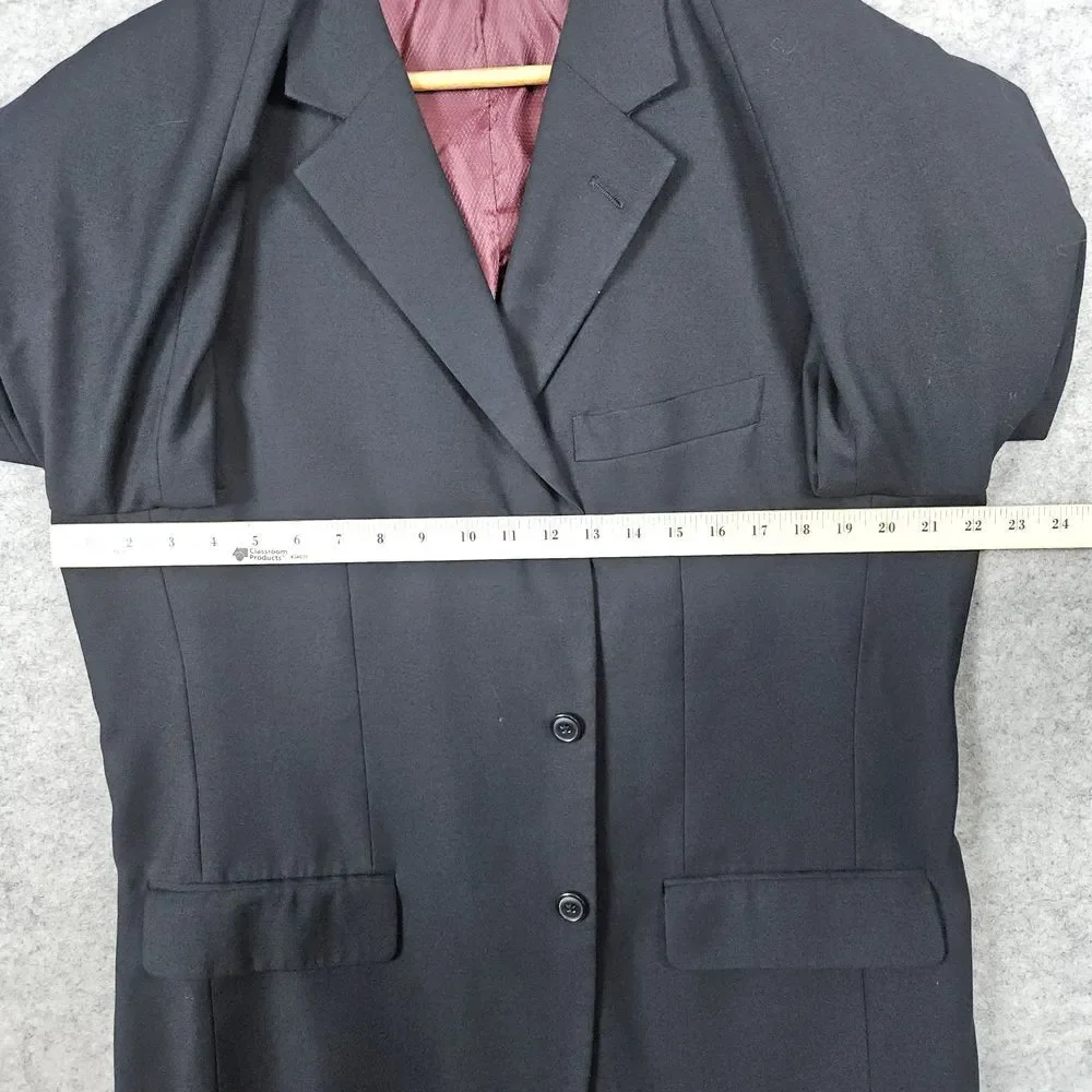 Giorgio Cosani Men's Black Blazer Size 44R 100% Wool Super 140s Hand Tailored‎